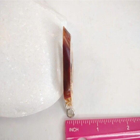 Seashell Slice Conch Pendant Glitter and Polysealed Handmade - Picture 11 of 12